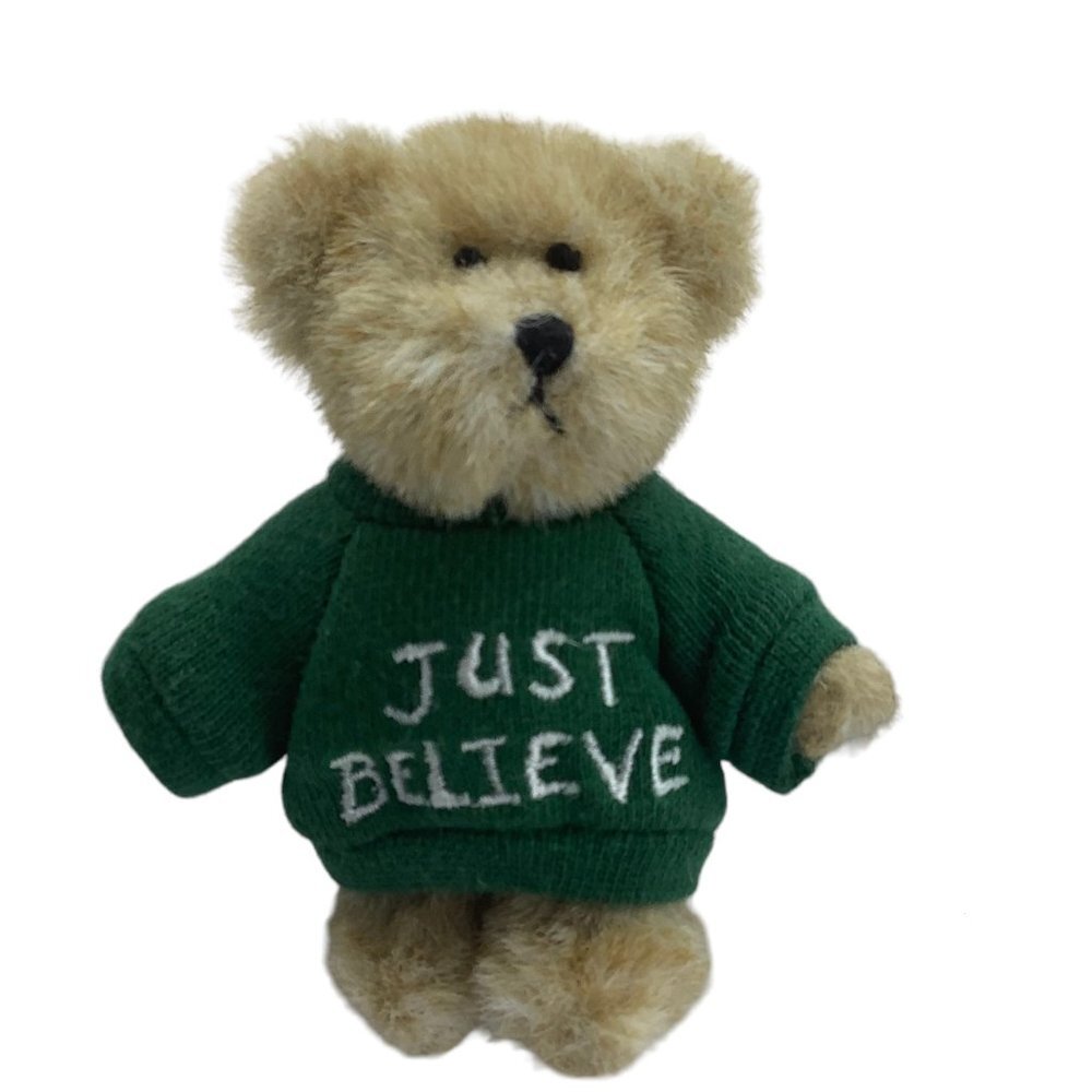 Vtg Boyds‎ Bears Mini Message Just Believe JB Sweater Teddy Stuffed Animal 3.75"